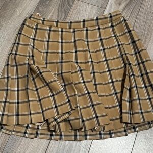 Wilfred Checkered Tan Skater Skirt